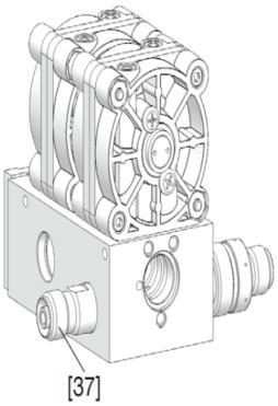 LOW FLOW Figure J 11. Thread new primary outlet assembly [37] to Manifold Block torque to 10 ft-lbs (13.6 Nm). Figure K 12.