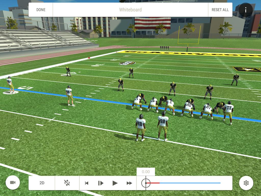 1 2 3 6 5 4 1. Tap the field to attach your camera. 2. Tap a player to attach the camera to them. 3. Double-tap a player to see from their helmet. 4. Movement type in 2D - View options in 3D 5.