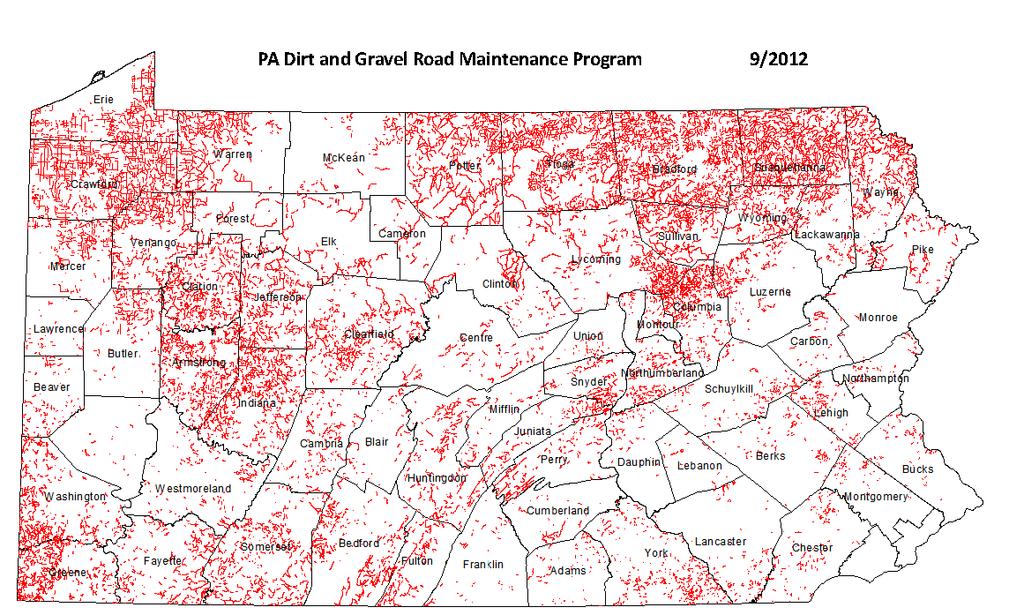Dirt and Gravel Roads Pennsylvania s Dirt and Gravel Road Maintenance Program has made effective use of its $5 Million annual allocation since it began in 1997.