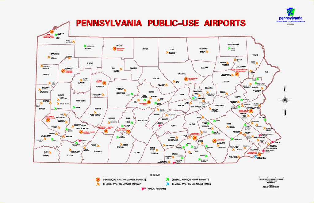 Aviation Airports Pennsylvania has a total of 127 public use airports and 6 public use heliports.