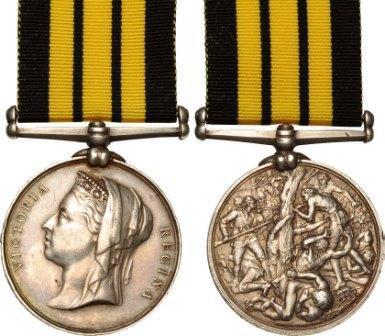ASHANTEE MEDAL Awarded to British, Colonial and Allied Native Forces deployed against the arm of the Ashanti King Koffee Kalkalli during the 3rd Anglo-Ashanti War which lasted from 1873 to 1874 and