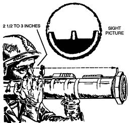 M72 Light Anti-Tank Weapon (LAW) (Continued) Sighting and Aiming (Continued) Sight Alignment injury from the weapon's recoil and to correctly align the sight on the LAW. Sight alignment.