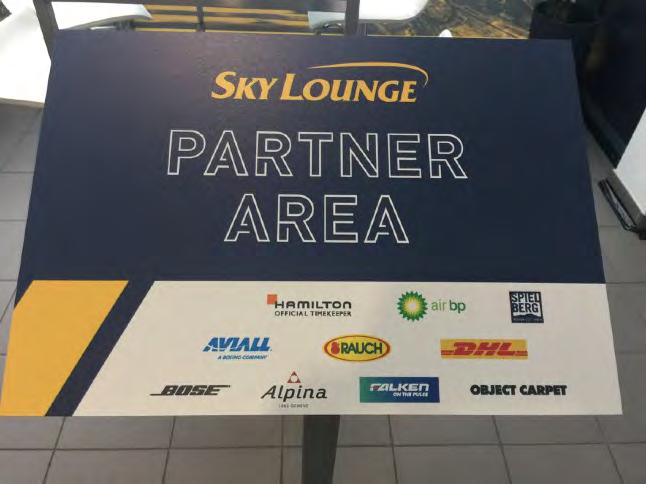 Partner Area signs in the Sky Lounge