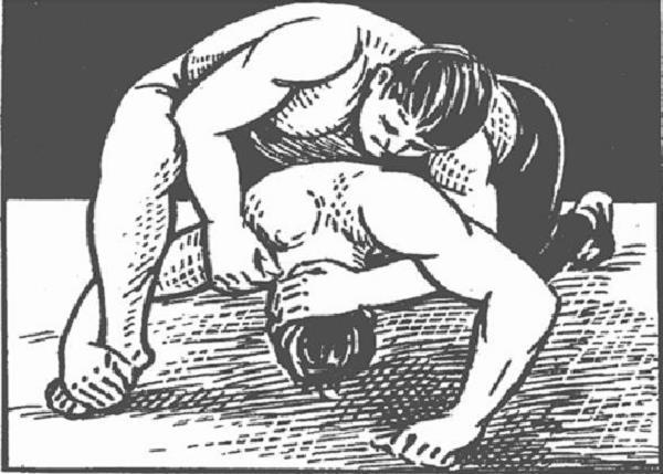 Try to grasp your own right wrist with your left hand followed by applying pressure. Wrist Lock and Arm and Leg Grapevine Hold Go for this move when your opponent is over you.