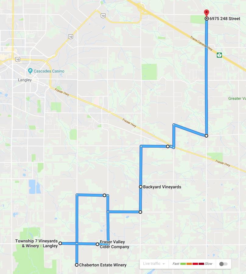 Saturday Route Map JULY 14 SHORT ROUTE 42 KM START: 6975 248 ST (THUNDERBIRD) Head south on 248 St/Otter Rd Turn right onto Robertson Crescent Turn left onto 240 St Turn right onto 40 Ave Turn left