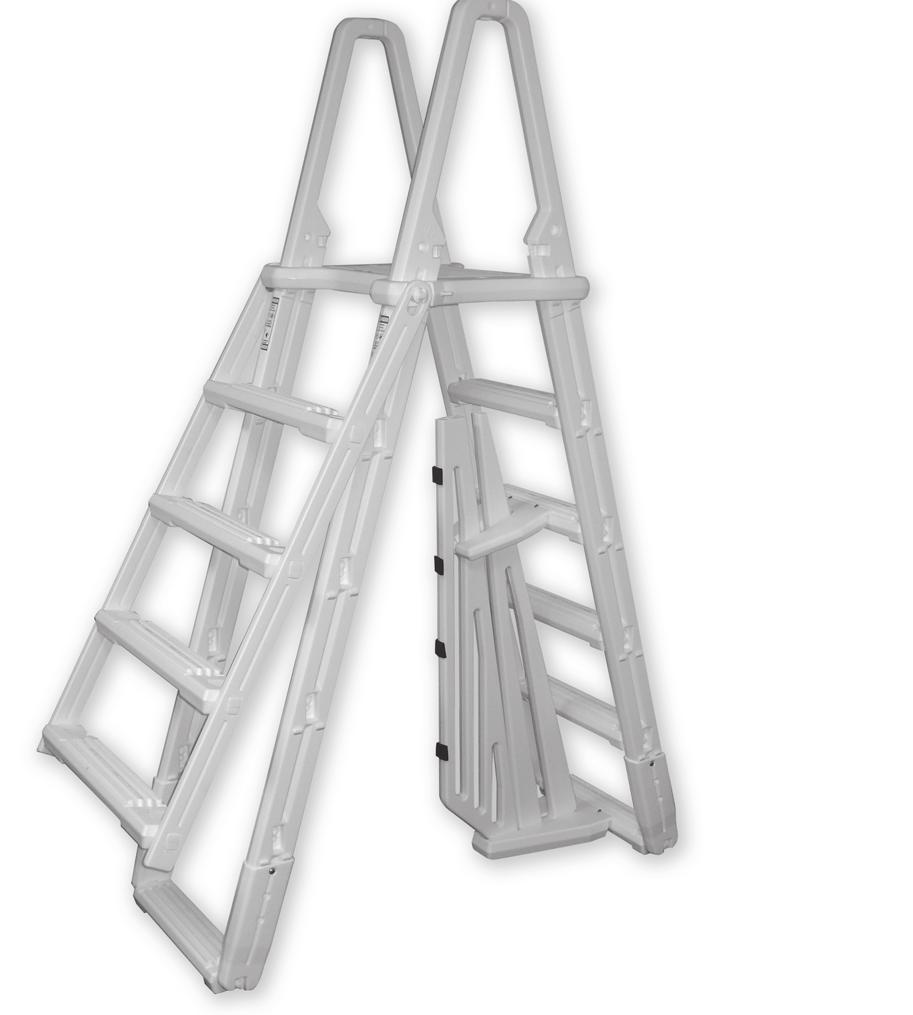 Model #7100X A-FRAME LADDER Adjustable to fit 48 to 54 LADDER MUST BE ATTACHED TO POOL FRAME.