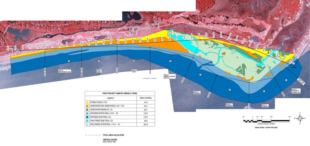 FIGURE 12. Reference area used to delineate habitat areas in connection with the east end beach restoration project. See Table 3 for comparisons with preproject and postproject data.
