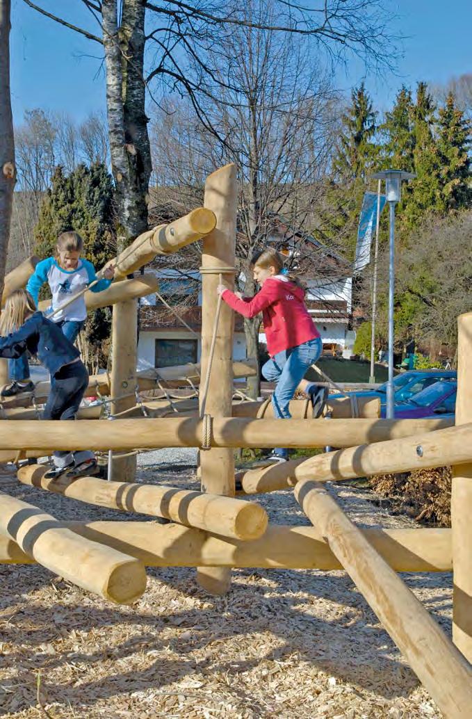 Play value Climbing Structures made from handprocessed irregular round logs, can be integrated into a strongly nature-oriented environment due to their formal expressive character.