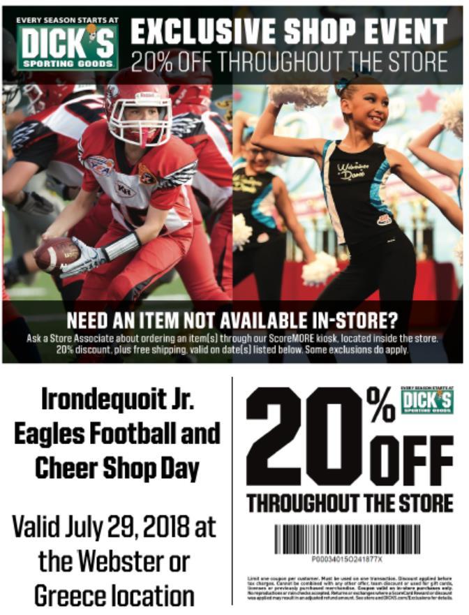 DICK S Sporting Goods The Jr Eagles are Community Partners with DICK S this year!