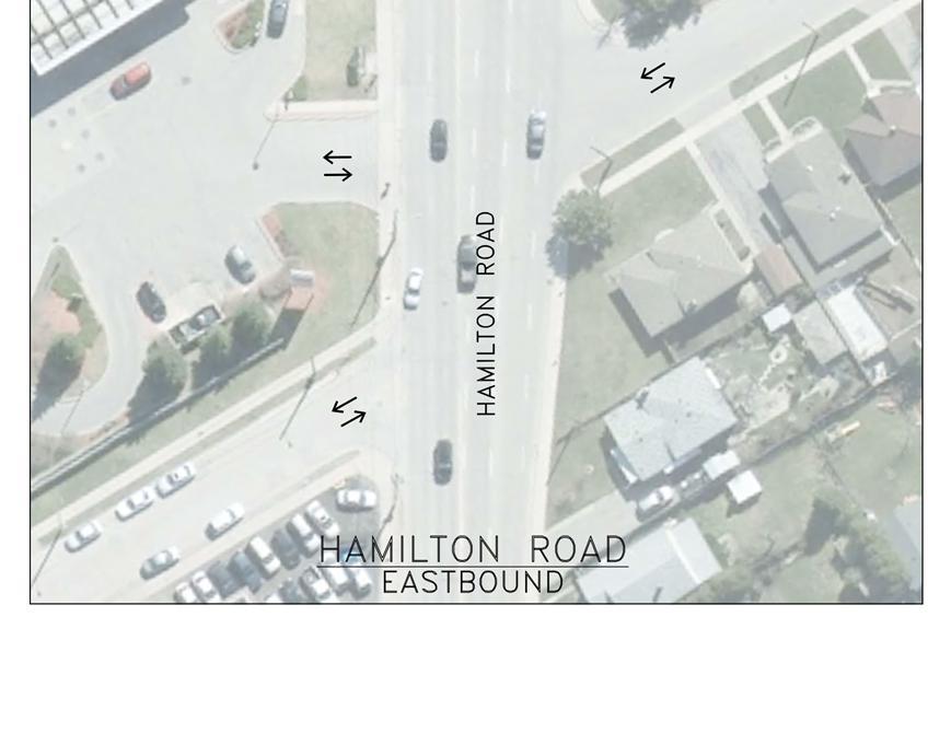 Design Solutions Key Considerations Hamilton Road Eastbound Straight-through (LOS F)* Hamilton Road Eastbound Right-turn (LOS F)* Hamilton Road Eastbound Left-turn Long traffic backup (248m) Long