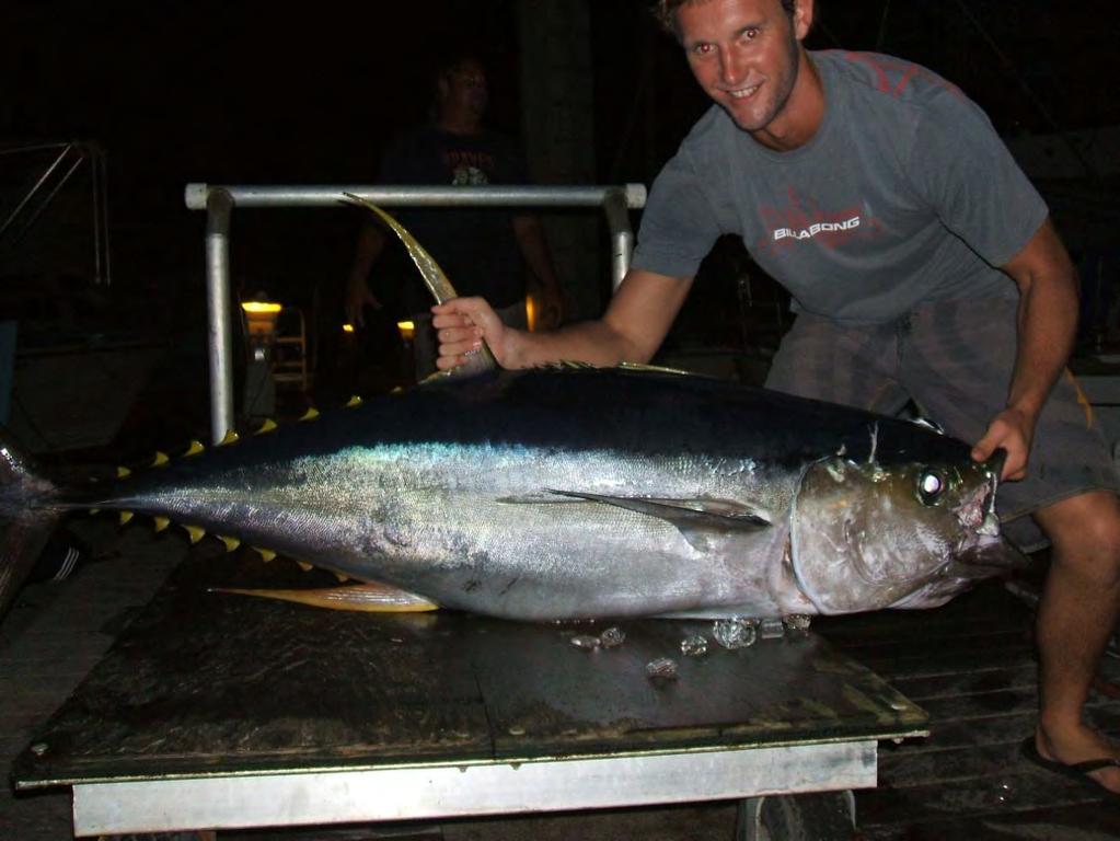 !! 125lb Yellow Tuna caught off NW corner of Oahu.