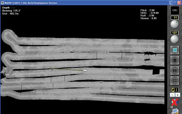 WMB-160F 9 Figure 13 Another contour backscatter view showing more changes in seafloor hardness.