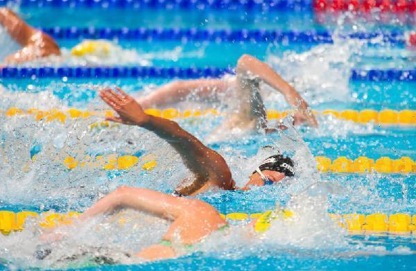 Swimmers should swim with some part of their body above the water surface, throughout the race.