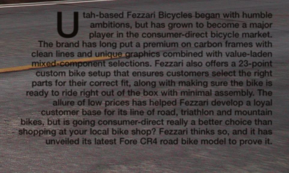 Fezzari also offers a 23-point custom bike setup that ensures customers select the right parts for their correct fit, along with making sure the bike is ready to ride right out of the box with