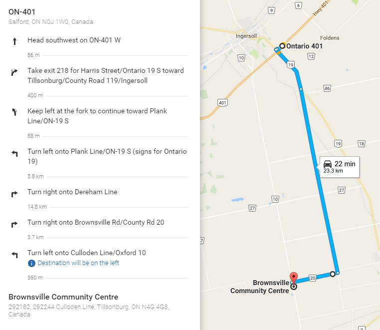 Directions Directions from Hwy 401 Ingersoll, ON Please do not use Culloden road to get to the start finish