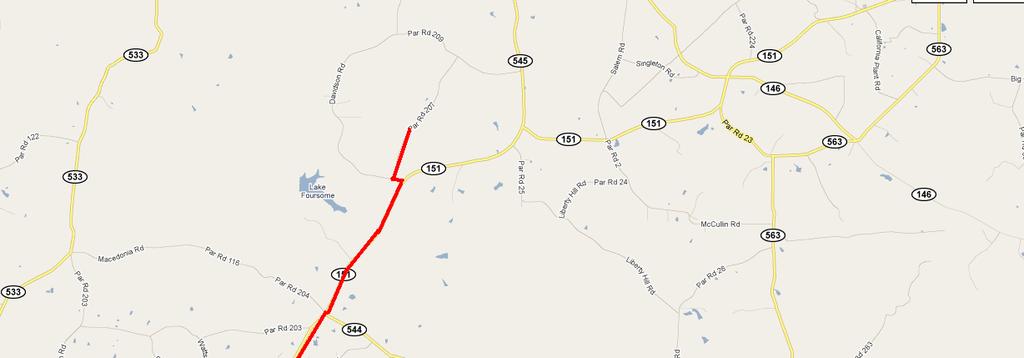 Directions to Sunday Arcadia Road Race Exit off of I-20 onto hwy 151 headed north.