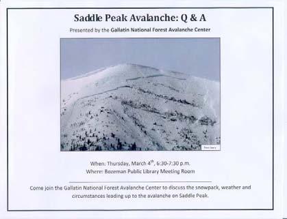 Gallatin National Forest Avalanche Center Saddle Peak Avalanche On February 16th Saddle Peak avalanched.