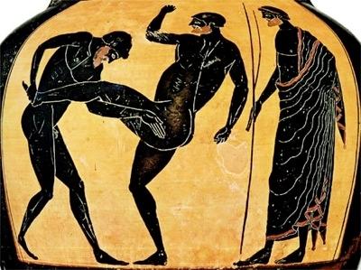 Origins of Wrestling Wrestling is probably the oldest of all sports and has been depicted in cave paintings dating back 15,000 years. It was a sport practiced in many ancient societies.