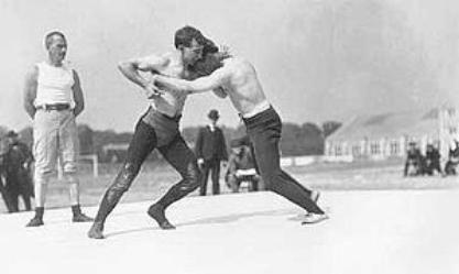 1904 Olympic Wrestling Match Wrestling in the Americas Many Native American tribes practiced wrestling, but little is known about their distinct styles, which are likely to have varied from tribe to