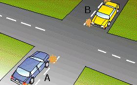 IN049 - Intersections You are in car A and want to turn right at this intersection. Car B facing you is also indicating to turn right.