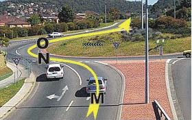 IN057 - Intersections You are in the right hand lane and are planning to go straight ahead through this roundabout.