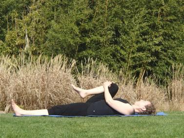 I When instructed slowly bring your body up and move both legs out to the sides then relax your body forward again (J).