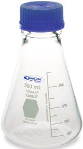 KC20028W Pressurized glassware Chemical storage Transportation of samples Handling of hazardous chemicals, harmful biologicals and acids KIMAX Erlenmeyer Flasks with GL 45 Screw Caps Large openings