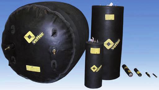 6.4 Vetter Pipe Sealing Bags 0.5, 1.5 and 2.5 bar Description Vetter pipe sealing bags 0.5, 1.5 and 2.5 bar can be used for sealing off pipelines and channelling in connection with repair work and maintenance, e.