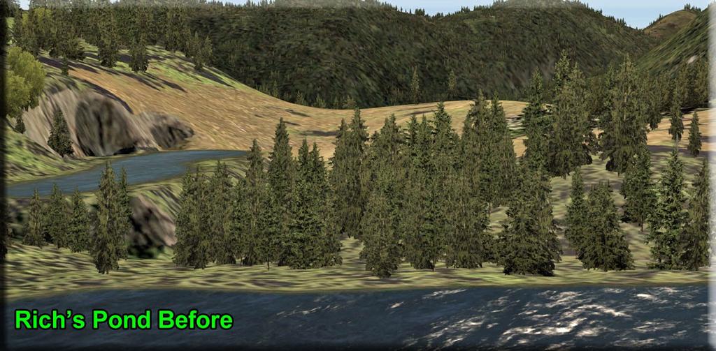 Here is the terrain we had to start with: Notice the hill beyond Rich's Pond it is 20 meters higher than Mellen Lake in the foreground.