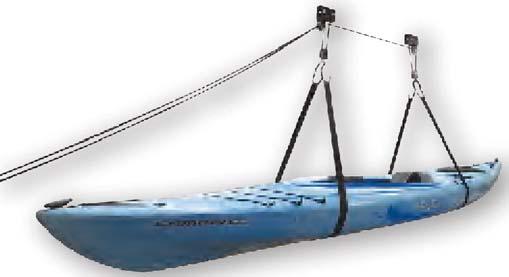 Two kayak storage capacity - 3" lag bolt