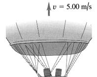 39. A balloon is rising at 5 m/s and is 40 m above the ground when a girl drops a sandbag. a. How much higher will the sandbag go?