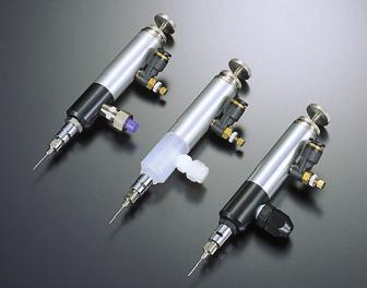(former: Super-small, constant-volume dispensing valve) A needle control valve for use with fluids containing fillers Unique shape that doesn t leak and lasts a long time No leakage as well as long
