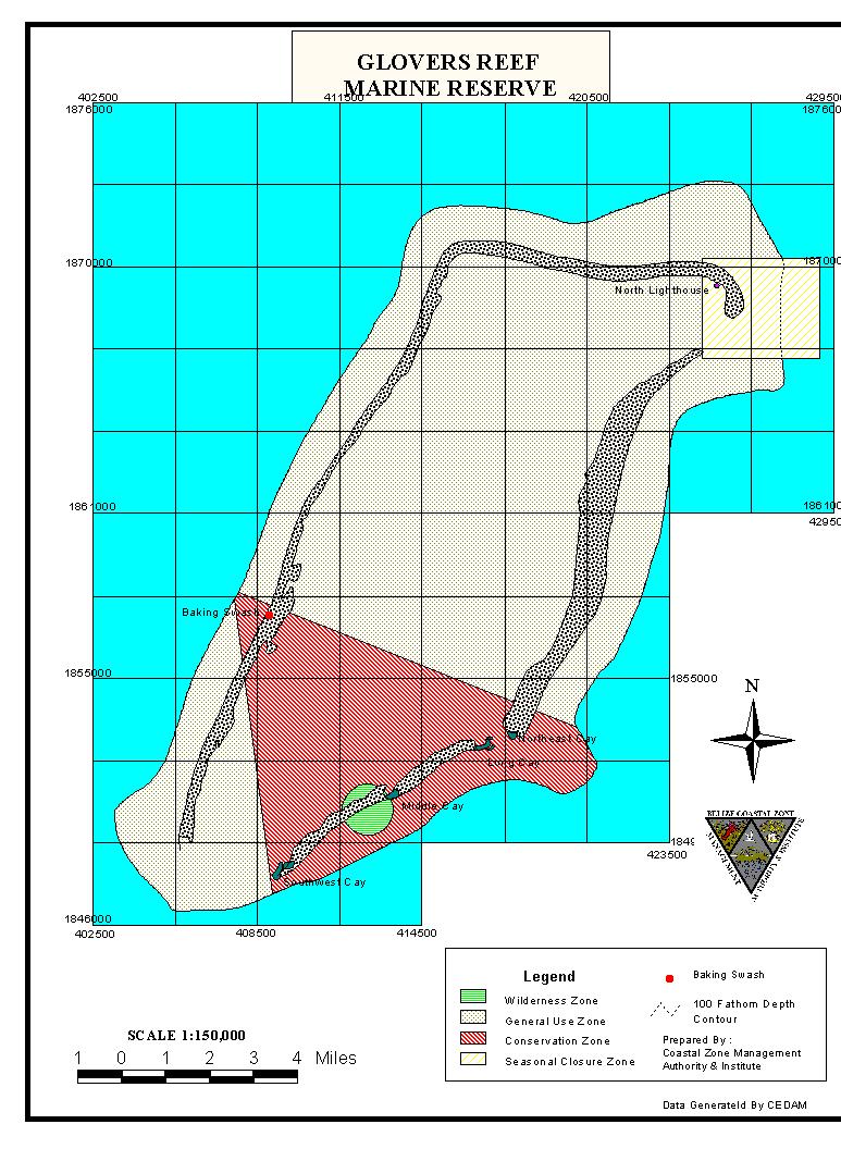 Conservation Zone (non-extractive activities only), a Wilderness Zone (research only) and a Special Protected Zone (previously designated as Seasonal Closure Zone, now closed permanently to fishing)