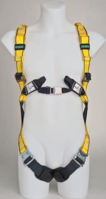 on the t orso for even greater adjustment. The harness also offers shoulder loops for use with the MSA Spreader bar. Certified to EN 361, EN 1497. Part No.