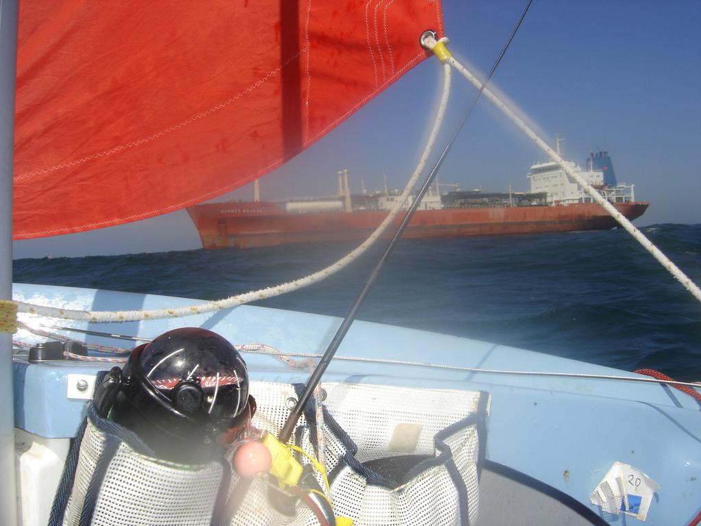 Sailing again Jib up and we are sailing, but we have lost the drogue, I got confused with the halyards.