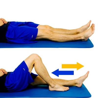 Slowly release HEEL SLIDES - SUPINE Lie on your back or lean against pillows with your knees