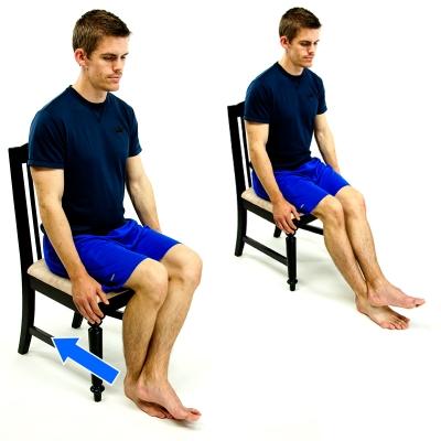 Slowly sit back down SEATED HEEL SLIDES - ASSISTED Sit upright and slide your heel