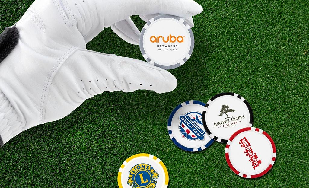 BALL MARKERS SPONSOR INCLUDES 100 POKER CHIP BALL MARKERS 1,000 Clay composite poker chip golf ball markers are a fantastic way to promote sponsors for
