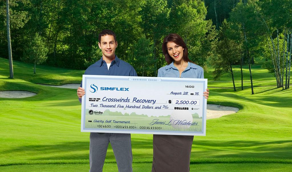 GOLF CHECK SPONSOR CHARITY SPONSOR CHECK 500 Birdie Media s 22 x48 charity golf tournament business check is a great way to highlight monies paid/ donated to a business, charity or event.