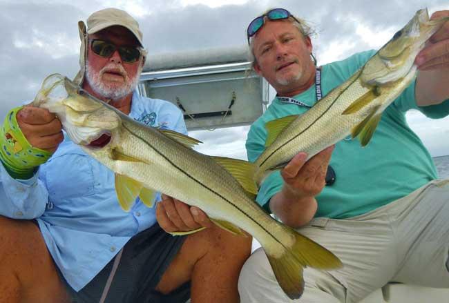 Jay Honan and Jim Bohrer with a snook double-header