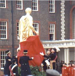 Page 6 of 11 HRH Prince Michael Unveiling the newly gilded King Charles II Statue Pensioner Dennis Reading, Rifle Brigade, with Gary Driscoll and Alf Fisher, Committee members Remembrance Sunday This