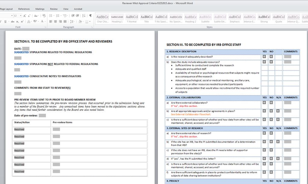 STEP FOUR Download the worksheets completed by the IRB Coordinator for the submission using the same process as downloading the submitted documents(labeled