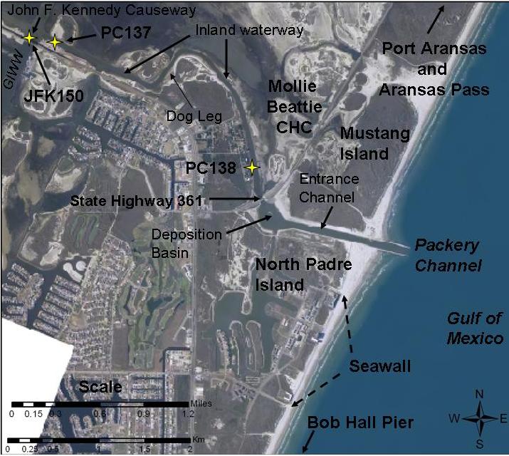 Moseley 2006). Past monitoring was accomplished in part by coordination with construction milestones listed in Table 1. Fig. 2. Packery vicinity map, 16 Aug 2006 (Tobin Aerial Photography).