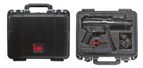 compact 10-round magazine WATER RESISTANT AND DURABLE CASE The SP5K comes ready for action in its own hard shell case