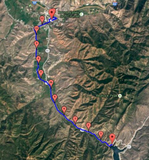 Course Maps Half Marathon Course 13.1 Miles Starts at the Dam. This course is primarily downhill like the full however with the lower elevation the terrain changes from Aspens and Pines to Scrub Oak.