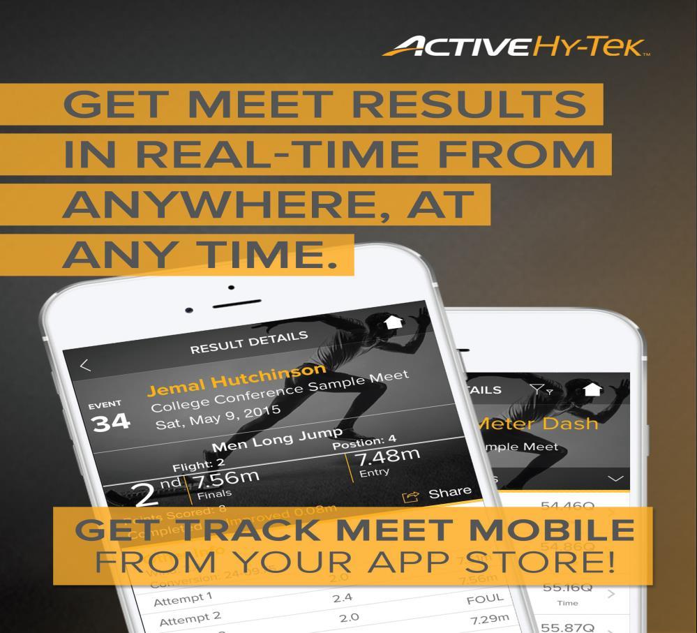 Live Results Available at: Track Meet Mobile