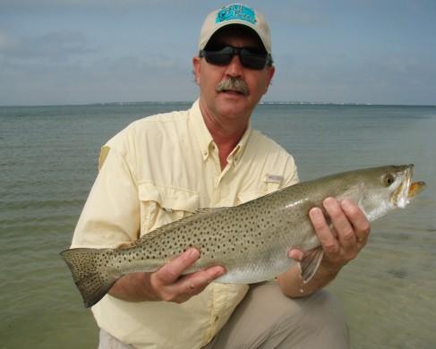 A few days later on April 18 Ken Hutchison, Nampa, ID, landed the next fish on a 3/0 white popper. Since then the Gulf waves have been in the 2 4' range making things difficult.