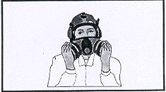 2. While an individual wears a respirator connected to a fit testing device, a vacuum is drawn in the mask to assess seal for leaks.