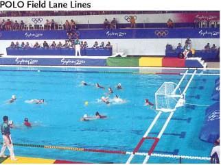 4.3 Waterpolo Field Lane Lines Data Sheet 4003 Use to hold the Floating Goals in position Side lanes colour coded as required by FINA Lanes lines