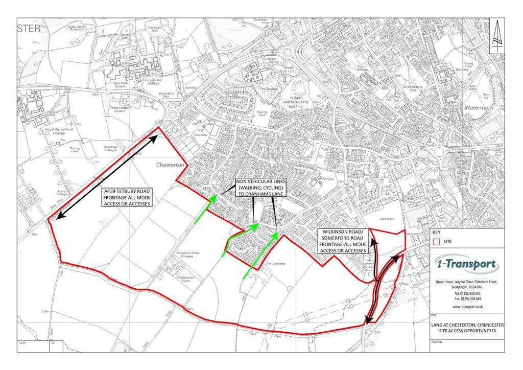 Site Access Vehicular West - A429 Tetbury Road East - Wilkinson Road / Somerford Road Non Vehicular